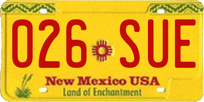 NM license plate 026SUE