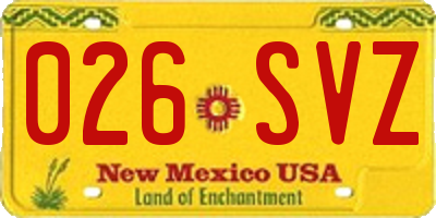 NM license plate 026SVZ