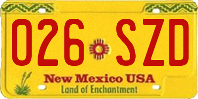 NM license plate 026SZD