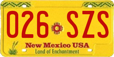 NM license plate 026SZS