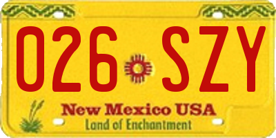 NM license plate 026SZY