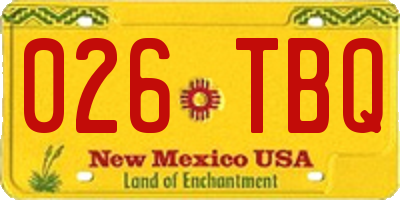 NM license plate 026TBQ