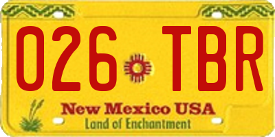 NM license plate 026TBR