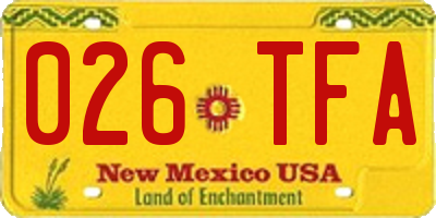 NM license plate 026TFA