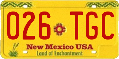 NM license plate 026TGC