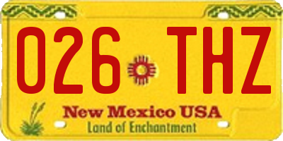 NM license plate 026THZ