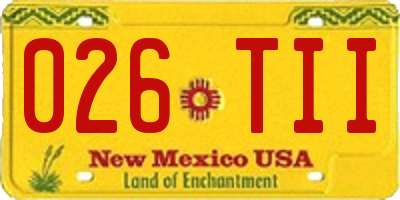 NM license plate 026TII