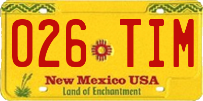NM license plate 026TIM