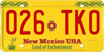 NM license plate 026TKO