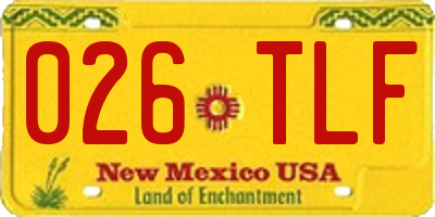 NM license plate 026TLF
