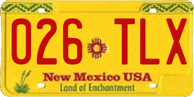 NM license plate 026TLX