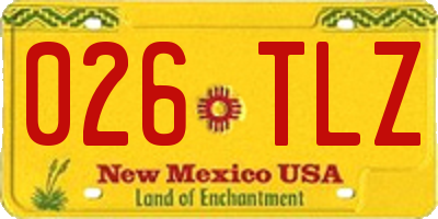 NM license plate 026TLZ