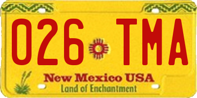 NM license plate 026TMA