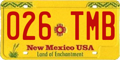 NM license plate 026TMB