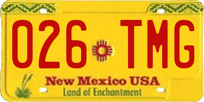 NM license plate 026TMG