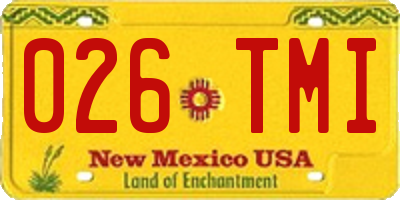 NM license plate 026TMI