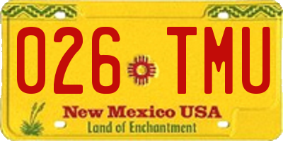 NM license plate 026TMU
