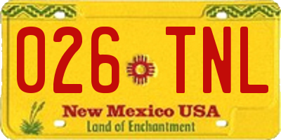 NM license plate 026TNL