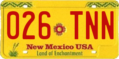 NM license plate 026TNN