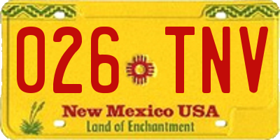 NM license plate 026TNV