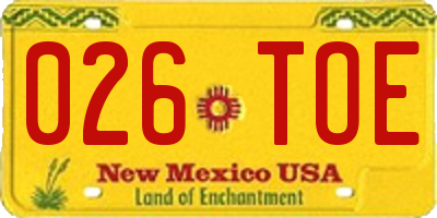 NM license plate 026TOE
