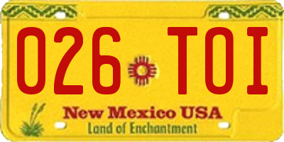NM license plate 026TOI