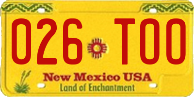 NM license plate 026TOO