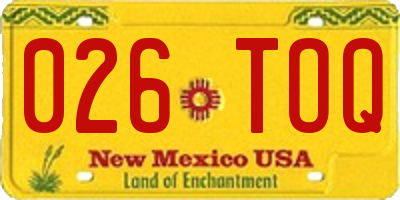 NM license plate 026TOQ