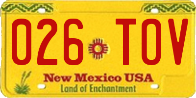 NM license plate 026TOV