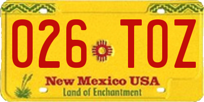 NM license plate 026TOZ