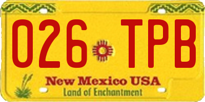 NM license plate 026TPB