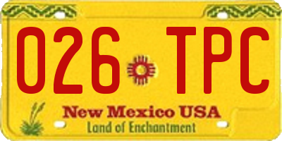 NM license plate 026TPC