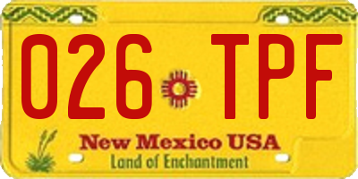 NM license plate 026TPF