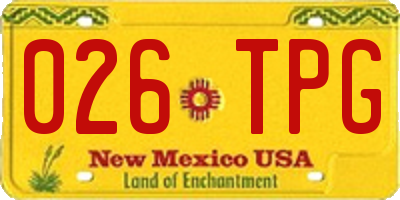NM license plate 026TPG