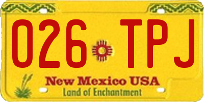 NM license plate 026TPJ