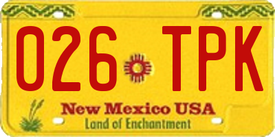 NM license plate 026TPK