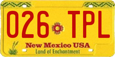 NM license plate 026TPL