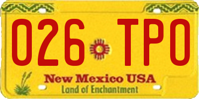 NM license plate 026TPO