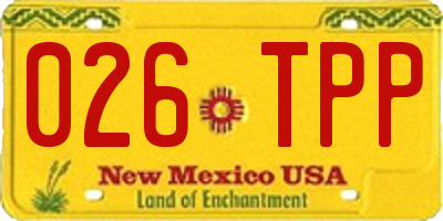 NM license plate 026TPP