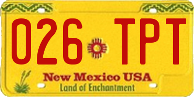 NM license plate 026TPT