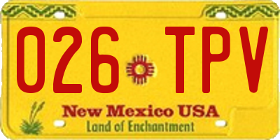 NM license plate 026TPV