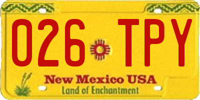 NM license plate 026TPY