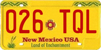 NM license plate 026TQL