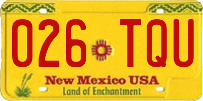 NM license plate 026TQU