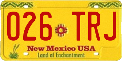 NM license plate 026TRJ