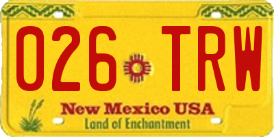 NM license plate 026TRW