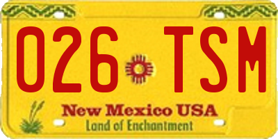 NM license plate 026TSM