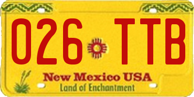 NM license plate 026TTB