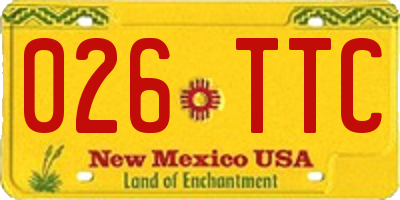 NM license plate 026TTC