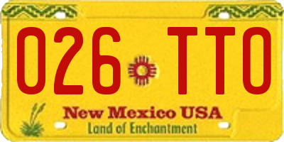 NM license plate 026TTO